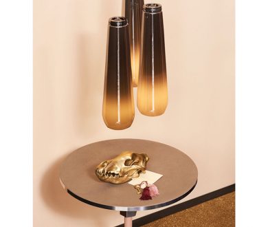 Glassdrop Lamp, Decofutura Table and Wunderkammer ornamental piece by Diesel Living