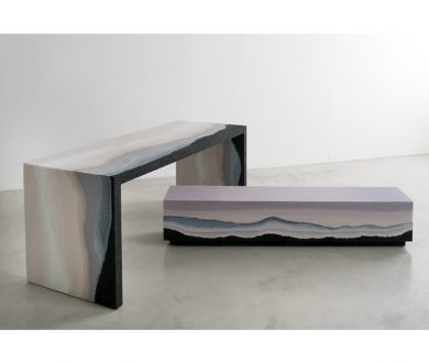 Table and bench from the Escape series by Fernando Mastrangelo