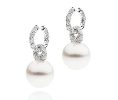 Autore white gold and diamond pearl earring