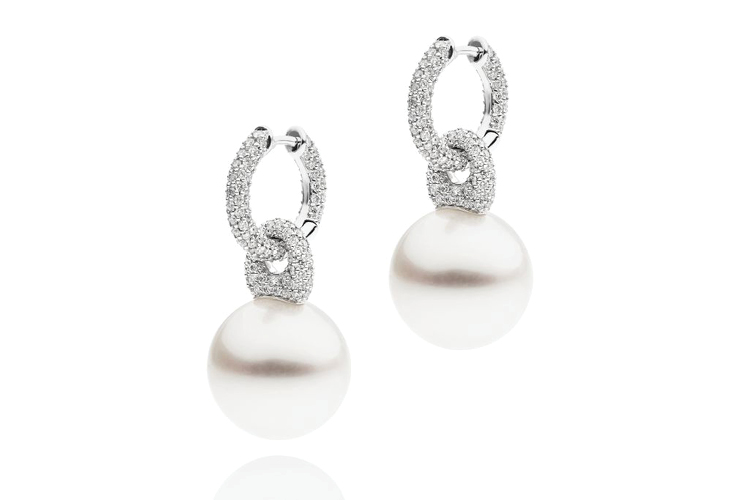 Autore white gold and diamond pearl earring