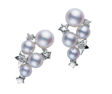 Mikimoto star pearl and diamond earring