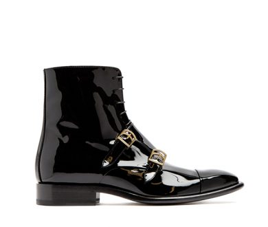 Buckles: Jil Sander Monk-strap patent leather ankle boot
