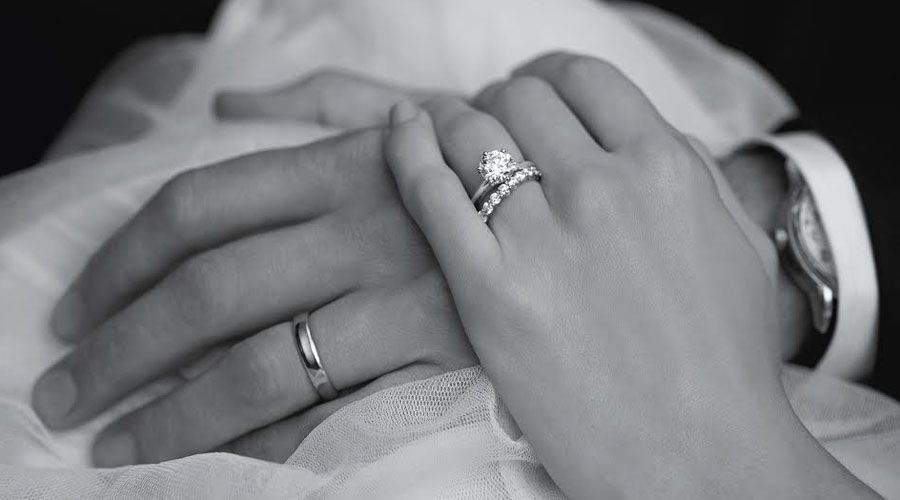 tiffany engagement ring on hand