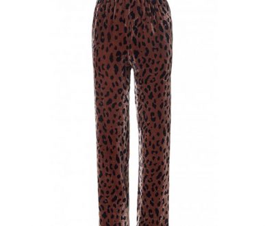 Tibi Cheetah on Silk Velvet Track Pants