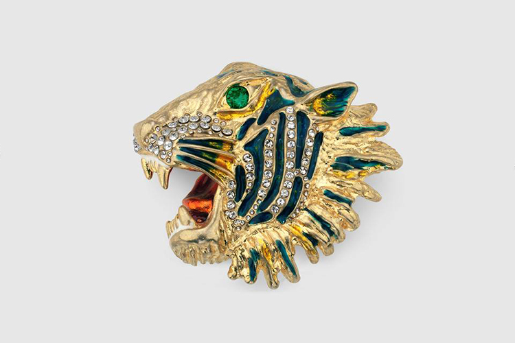 Metal tiger head brooch