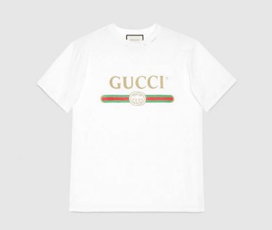 Oversize washed T-shirt with Gucci logo