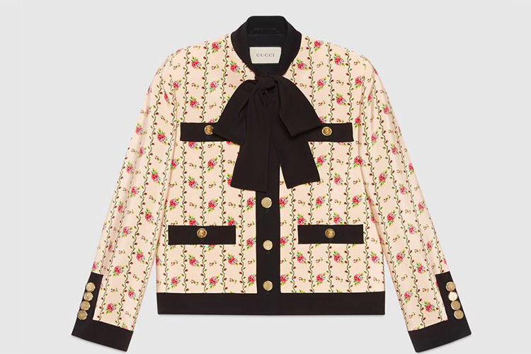 Rose print silk marocain jacket