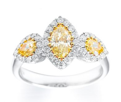 Marquise and pears fancy yellow ring