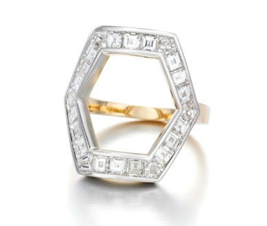 Hexagonal diamond ring by Jessica McCormack
