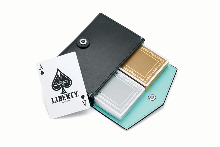 Metallic Playing Cards in a Leather Pouch