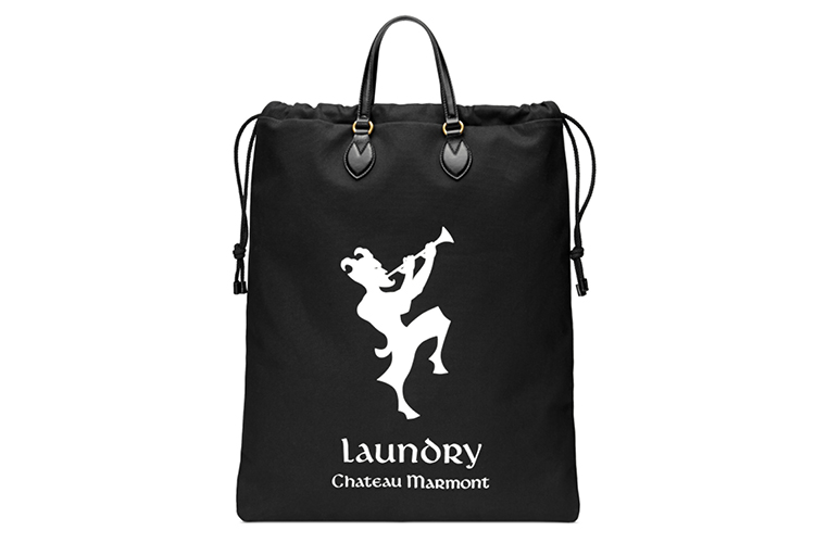 Drawstring tote with Chateau Marmont print