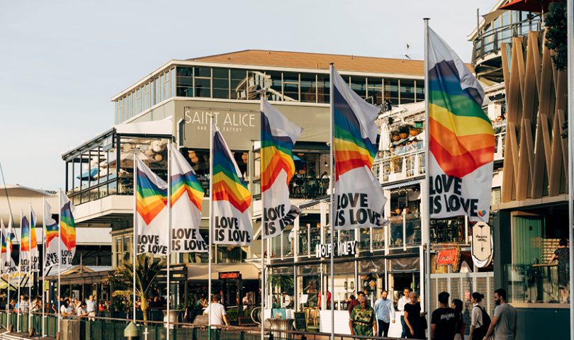 Pride is on show at Viaduct Harbour with a vibrant Rainbow Week