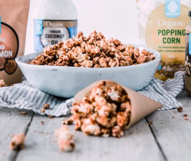 Upgrade movie night with this delicious peanut butter cinnamon caramel popcorn