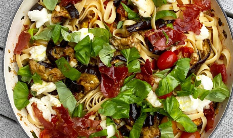 This prosciutto and eggplant pasta recipe makes for a simply delicious supper