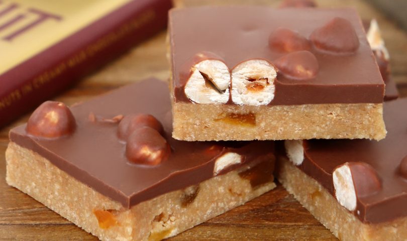 Even novices will be able to nail this simple hazelnut chocolate and apricot slice recipe