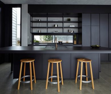This clever locally designed kitset kitchen delivers sleek design in spades