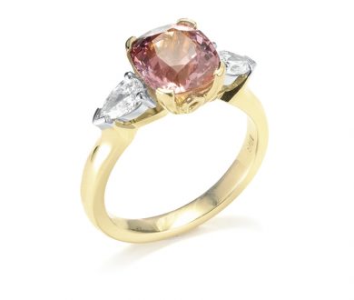 Peachy Spinel and Diamond Rose Gold Ring