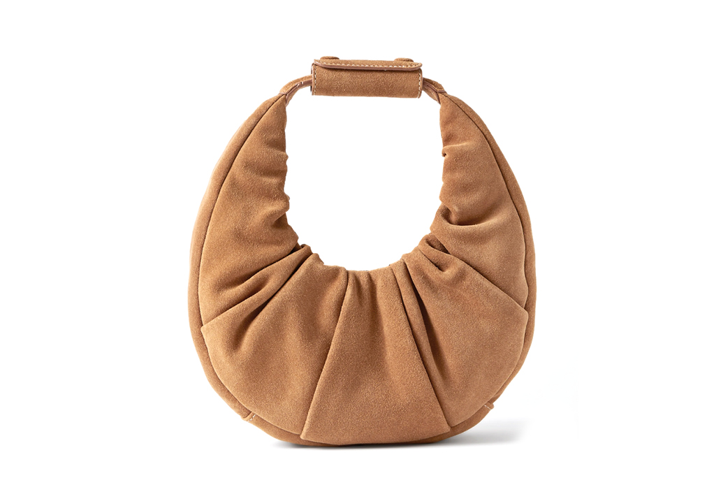 STAUD Moon Mini Ruched Suede Tote