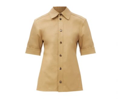 Bottega Veneta point-collar leather shirt