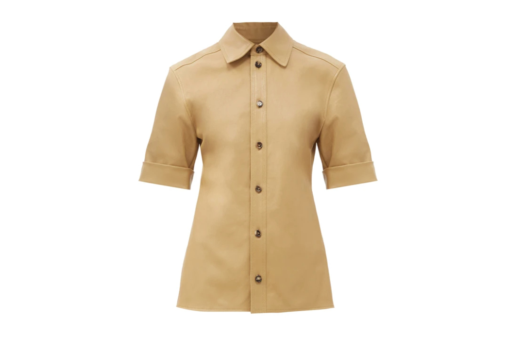 Bottega Veneta point-collar leather shirt