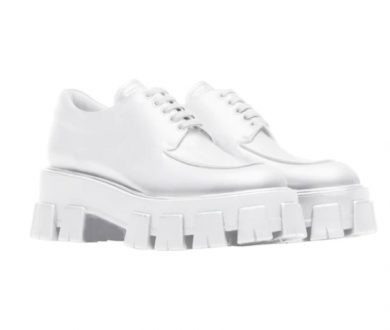 Prada Monolith brushed leather lace-up shoes