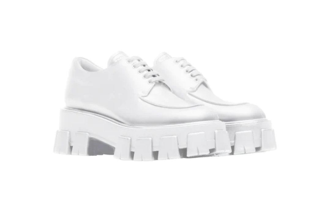 Prada Monolith brushed leather lace-up shoes