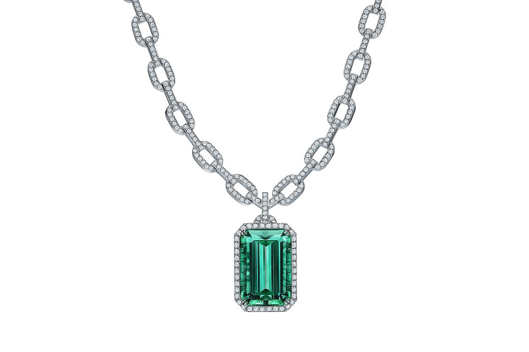 Tiffany & Co. Green Tourmaline and Diamond Pendant