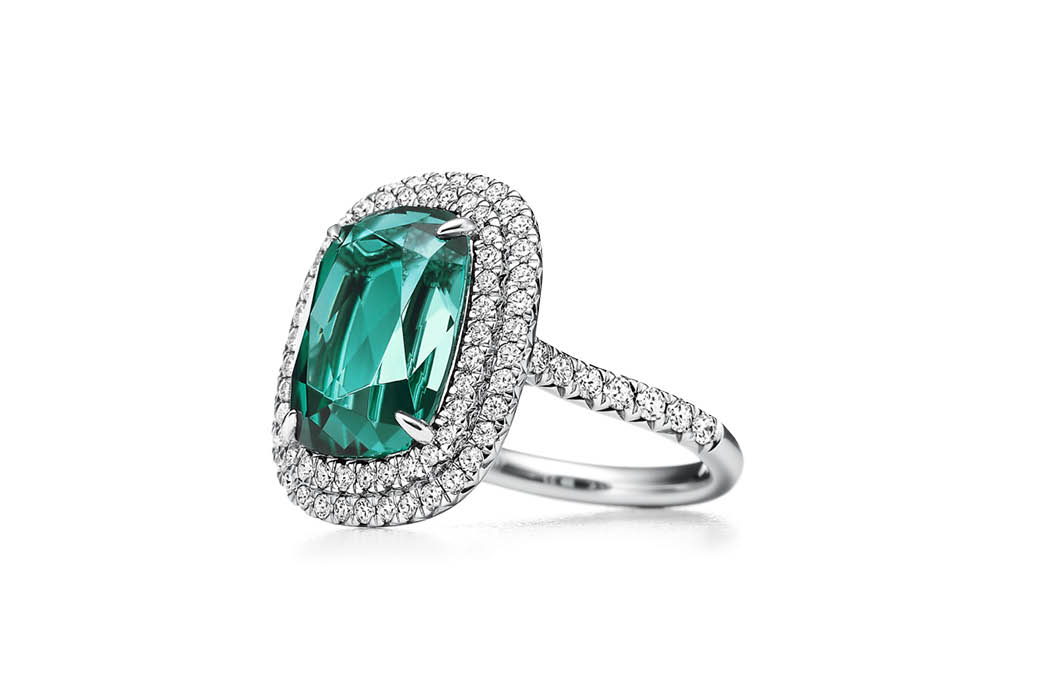 Tiffany & Co. Soleste Green Tourmaline and Diamond Ring