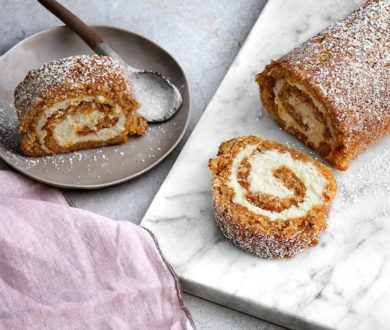 Try a new spin on a delicious classic with this carrot cake Swiss roll recipe