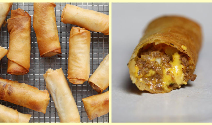 Cheeseburger spring rolls, anyone? This recipe combines two fast food faves for an irresistibly indulgent snack