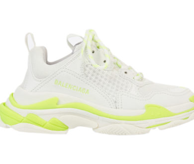 Kids Triple S Trainers In Fluro Yellow / White