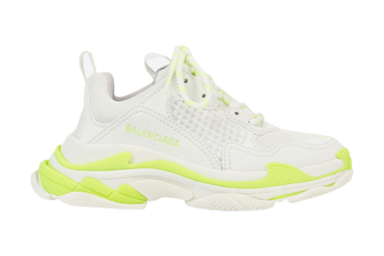 Kids Triple S Trainers In Fluro Yellow / White
