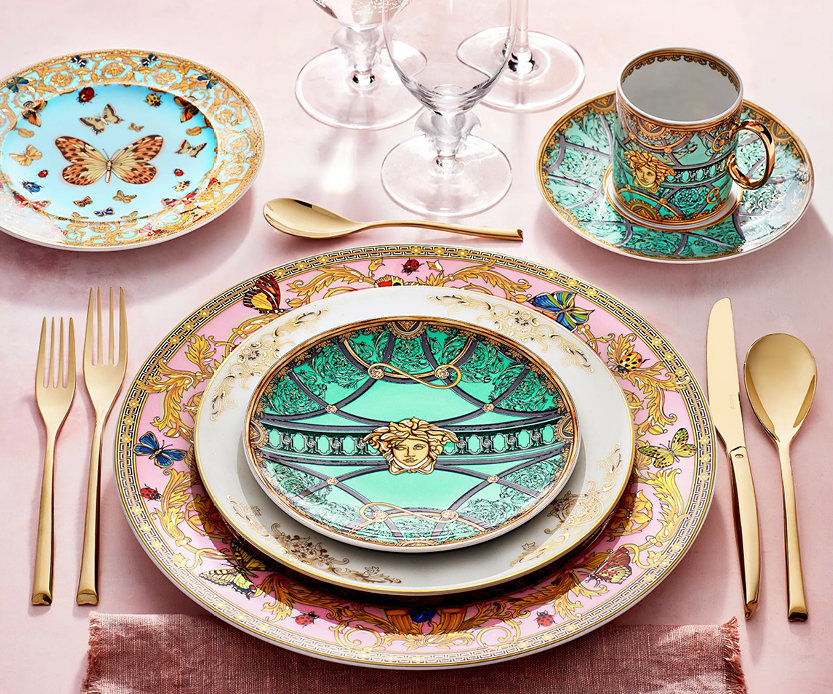Create a magical holiday meal with Versace's entrancing table settings from  The Studio of Tableware