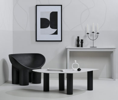 Here’s how to make a powerful interior statement by pairing bold monochrome with softly curved shapes