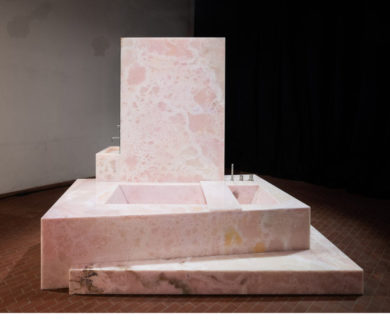 Monumental Wonders exhibition - Pink onyx bathroom sculpture