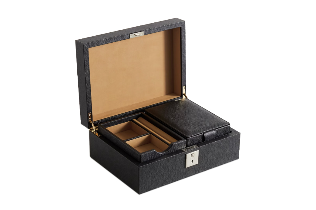 Smythson Panama Textured-Leather Jewelry Box
