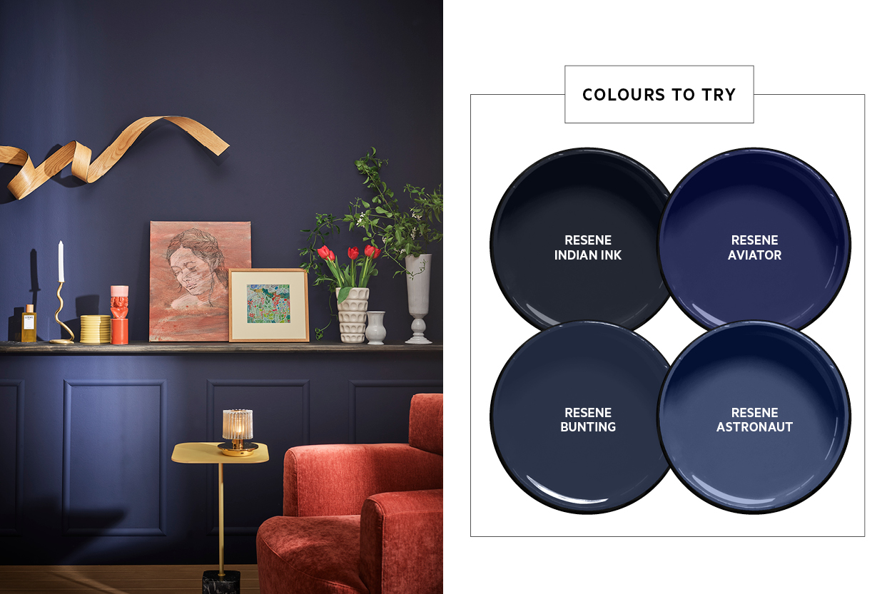 Here's how to harness the dark blue paint trend in your home