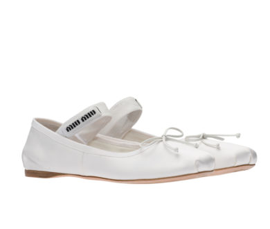 Miu Miu White Satin Ballet Flats