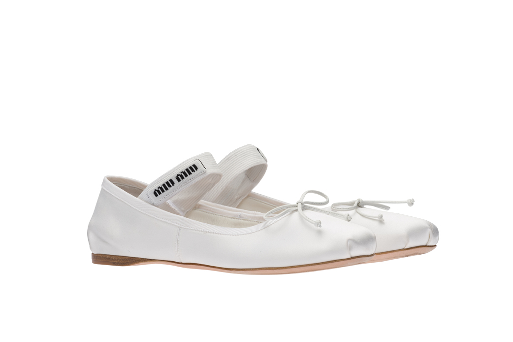 Miu Miu White Satin Ballet Flats