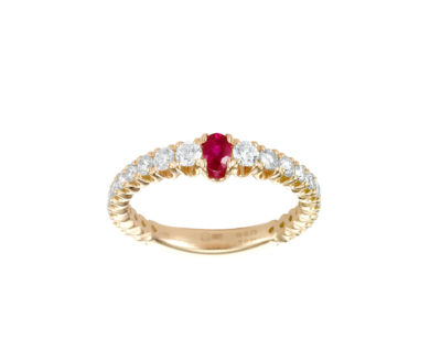 Rose Gold Ruby & Diamond Shank Ring