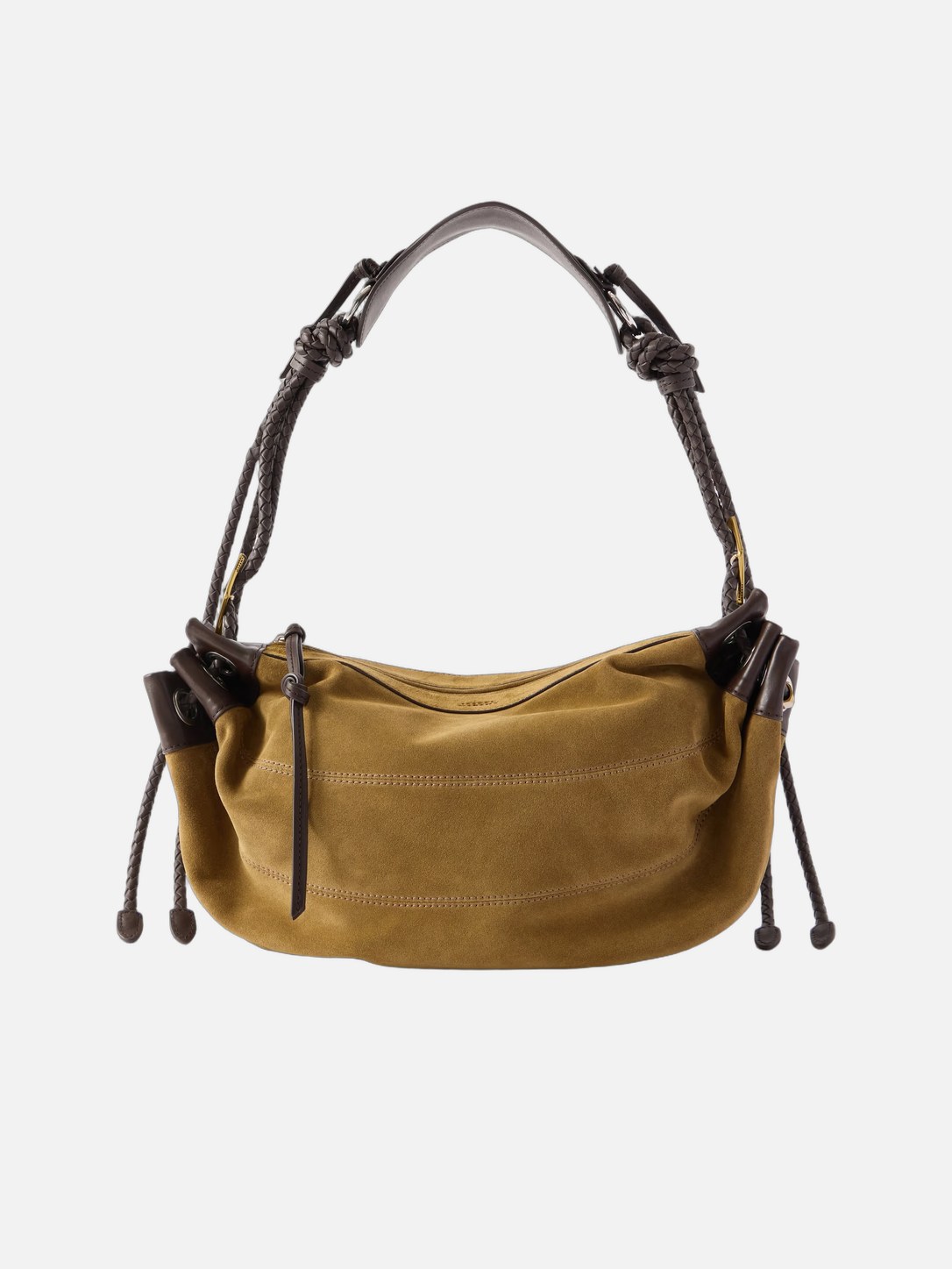 Maia Leather Trimmed Suede Shoulder Bag