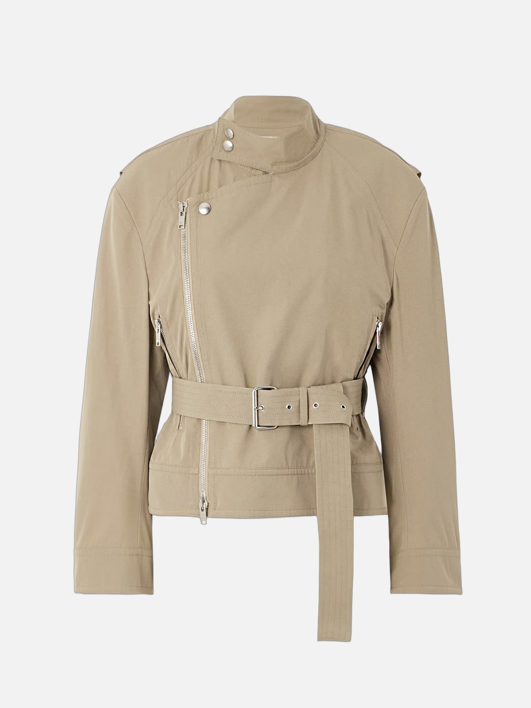 Belted Asymmetric Cotton Blend Jacket