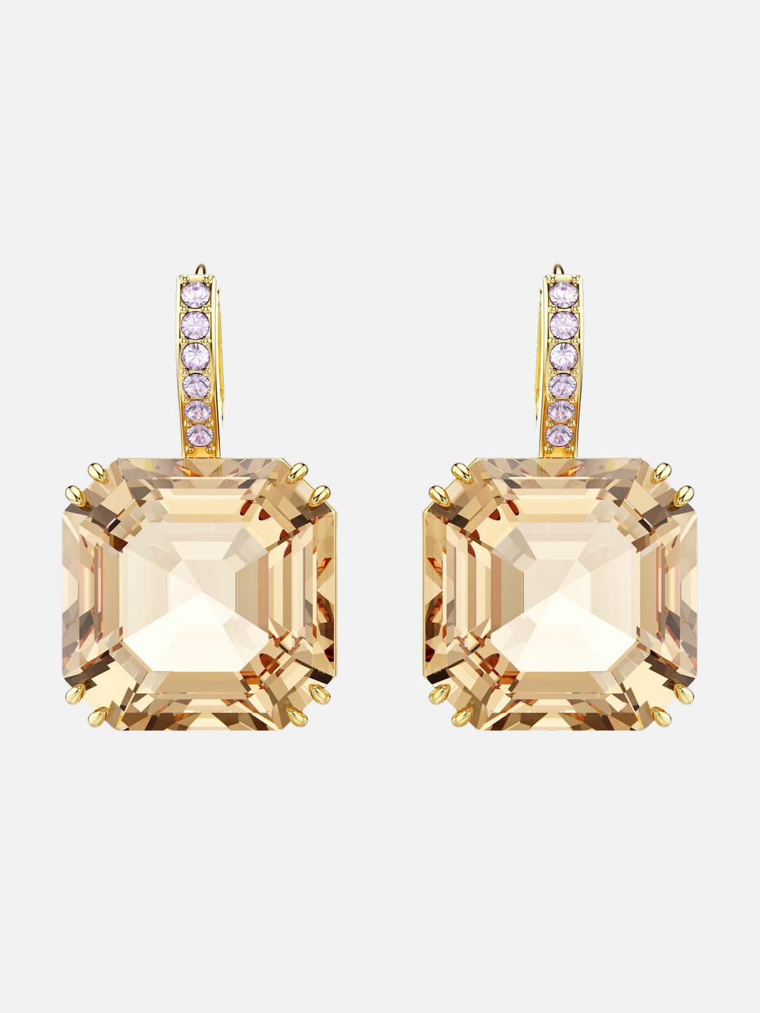 Millenia Drop Earrings Mixed Cuts, Caramel, Gold Tone Plated